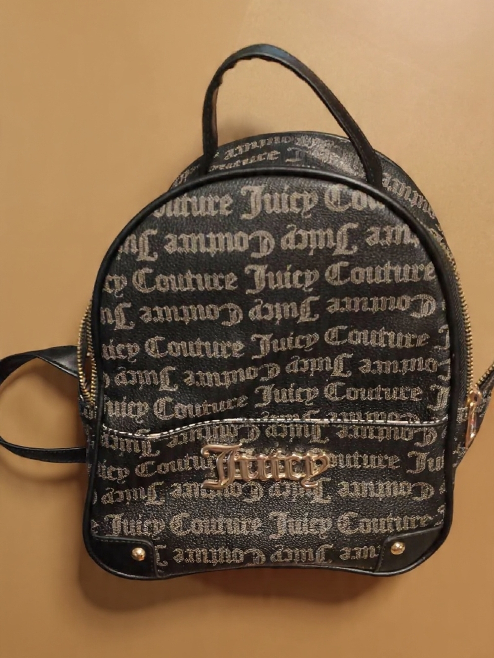 Juicy Couture Black Logo Print Mini BackpackSmall